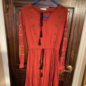 Zara embroidered midi dress
